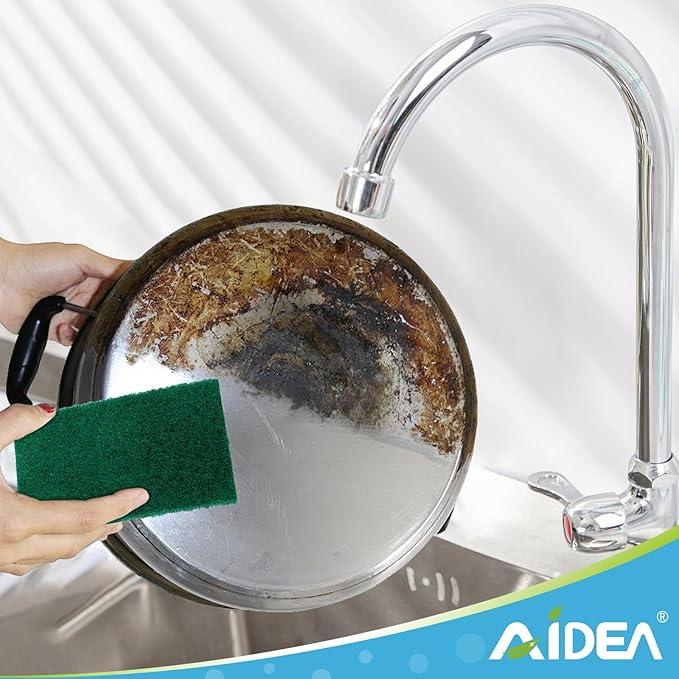 AIDEA Heavy Duty Scouring Pads, Dish Scrubber Pads for Household and Kitchen, Multipurpose Scour Pads for Cleaning, 24 Pack, 5.5in*3.5in - Image 7