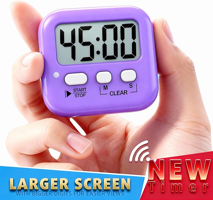 Antonki 2 Pack Digital Timer for Kids, Magnetic Countdown Kitchen Timers for Cooking, Egg, Classroom, Teacher, Exercise, Study, Oven - Battery Included - Image 4