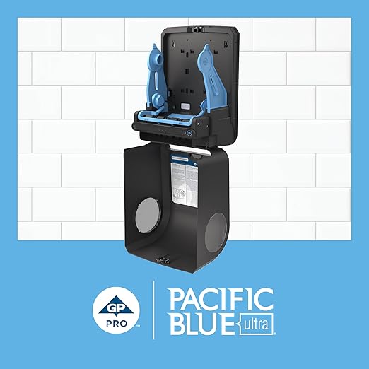 Pacific Blue Ultra 8" High-Capacity Automated Touchless Paper Towel Dispenser by GP PRO (Georgia-Pacific); Black; 59590; 12.9" W x 9" D x 16" H; 1 Dispenser - Image 4