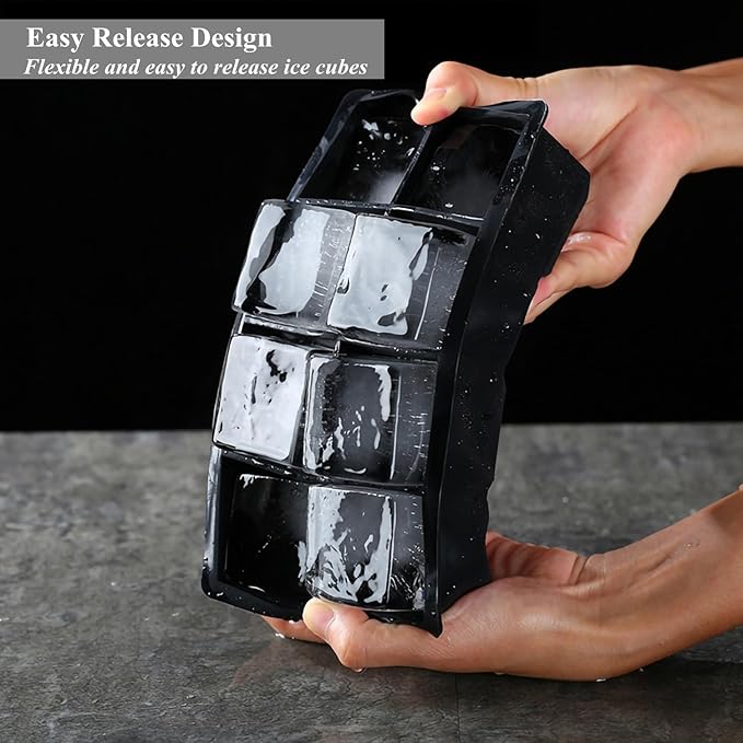 Bangp Large Ice Cube Tray for Whiskey,2 Pack Stackable Big Ice Cube Molds Make 16 Big Whiskey Ice Cubes,Easy Release Square Ice Cube Maker for Cocktails,Whiskey,Soups and Frozen Treats - Image 5