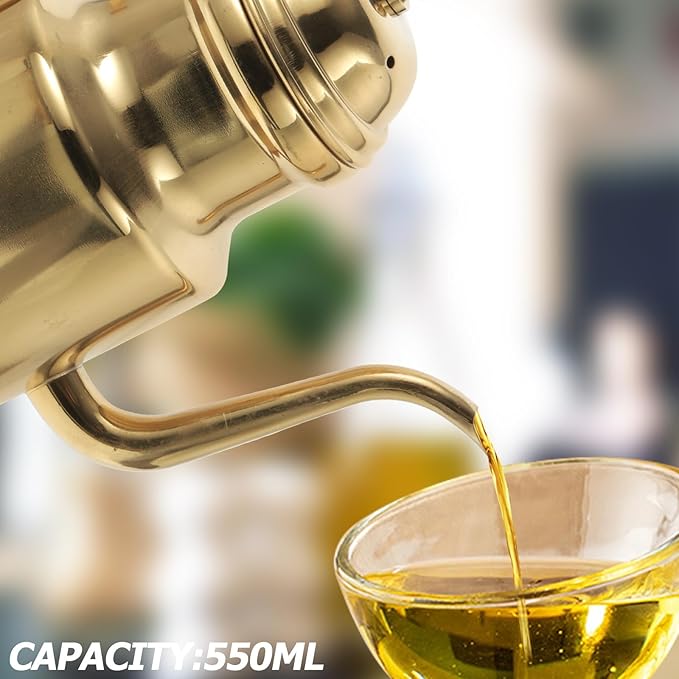 Cabilock Oil Dispenser Vinegar Dispenser Bottle Stainless Steel Oil Can Container with Handle for Kitchen Restaurant Cooking BBQ Golden - Image 2