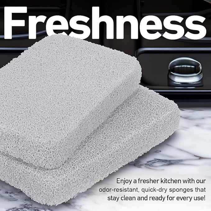 Casanero 12 Pack Silicone Dish Sponges, Heavy Duty Non Scratch Sponges for Dishwashing, Reusable Household Cleaning Sponges for Kitchen, Countertop, Bathroom, Non Stick Cookware or Car
