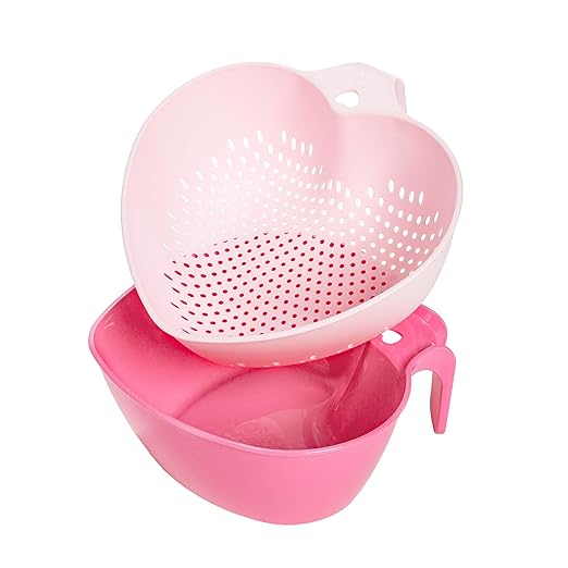 Paris Hilton Heart Bowl & Colander Set, Nesting 2-Piece Design with 3-Quart Capacity, Dishwasher Safe, Made without BPA, Pink by TheWorldofParisHilton