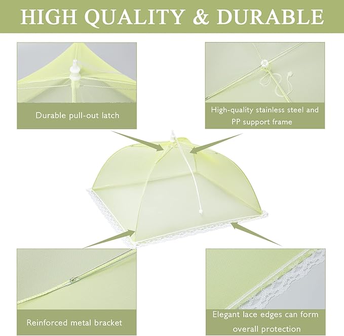 7 Pack Colorful Food Covers Food Tent for Outside Mesh to Keep Bugs away, Reusable Collapsible Food Nets(40x24*1,17x17*2,14x14*2,12x12*2) including Carry Bag,Ideal for Picnic Party BBQ Wedding Fruit - Image 2