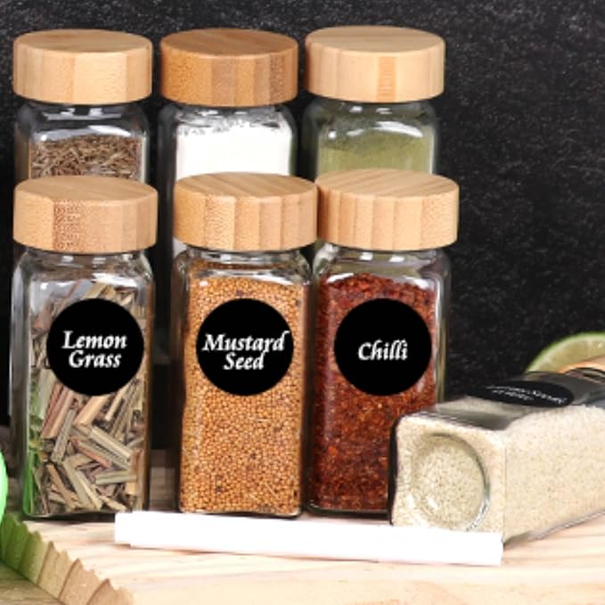 Glass Spice Jars with Label - Square Spice Containers 4 oz - Includes Cleaning Brush & Label pen - Seasoning Jars - 12Pcs - Image 7