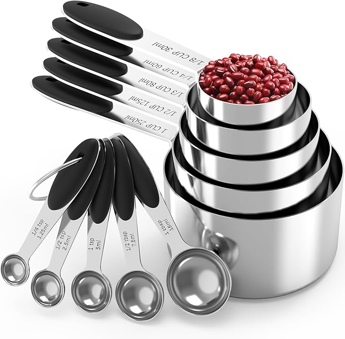 TILUCK Measuring Cups and Spoons Set, Stainless Steel, Kitchen Utensils for Cooking and Baking (10) by TILUCKBringsGoodLuck