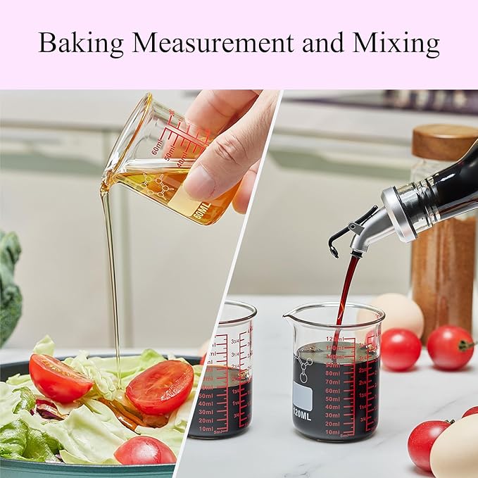 High Borosilicate Glass Measuring Cup Set-V-Shaped Spout,Includes 60ml(2OZ), 120ml(4OZ), 250ml(8OZ), 500ml(16OZ), and 1000ml (32OZ) for Kitchen or Restaurant, Easy to Read - Image 4