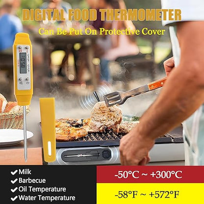 Meat Thermometer - Digital Food Thermometer for Cooking Kitchen - Automatic Calibration Pen Style Electronic Pocket Thermometer for Water Temperature, Barbecue (Yellow) - Image 2