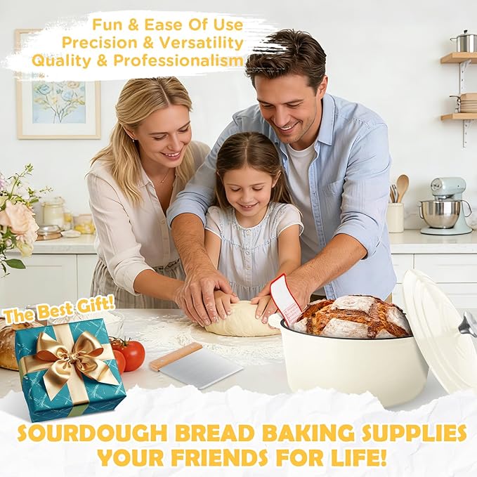 Enameled Cast Iron Dutch Oven Pot with Lid, Incl. Sourdough Bread Baking Supplies Like Banneton Bread Proofing Basket, Starter Jar, Bread Lame, 5QT Dutch Oven for Bread Baking, Oven Safe up to 500°F - Image 7