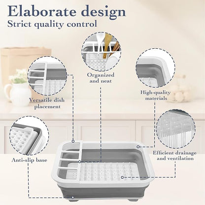 Collapsible Bowls, Plates, and Dishes Drainer, Portable Space-Saving Dish Rack for Kitchen, RV, Campers, and Travel Trailers
