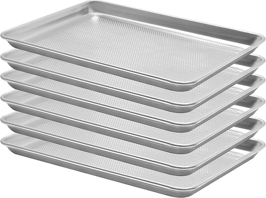 BIEAMA 6 Pack Half Size 18" x 13" Aluminum Baking Sheet Pan Perforated, Commercial Bakery Equipment Cookie Sheets, NSF Approved Baking Tray by BIEAMA
