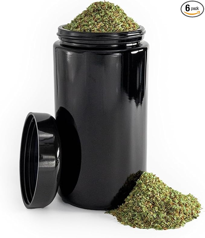 Infinity Jars, 500 ML (17 fl oz) Pack 6, Premium Airtight Ultraviolet Glass Jar Smell Proof, Antistatic, Light Blocking Container for Herbs, Coffee, Tea & Spices Durable, Travel-Friendly Storage by InfinityJars