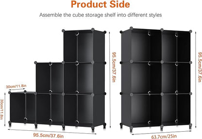 6-Cube Storage Organizer, Closet Organizer Storage Cabinet Shelf Bookcase Bookshelf with Metal Hammer, Storage Cubes Organizer Cabinet for Kids, Closet, Bedroom, Bathroom(11.8x11.8x11.8 inch)Black - Image 3