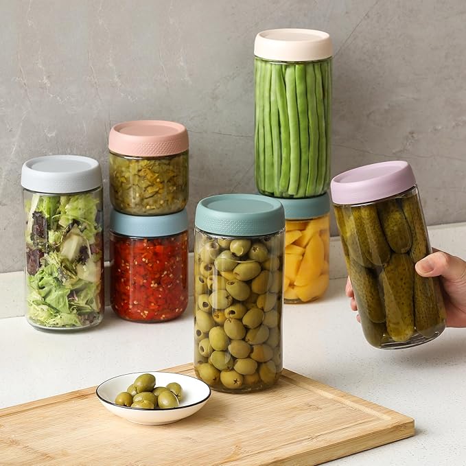 NETANY 6-pack 24oz Glass jars with Airtight Lids, Overnight Oats Containers with Lids, Wide mouth Mason Salad jars, Glass Food Storage Containers for Snacks Yogurt Spice Sugar - Image 4