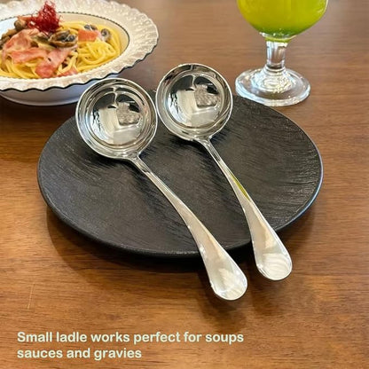 Small Ladle, Gravy Ladle, 7.9 Inch Sauce Ladles, 18/10 Stainless Steel Small Gravy Soup Spoon for Spooning Gravies or Sauces, Set of 2(Silver） - Image 5