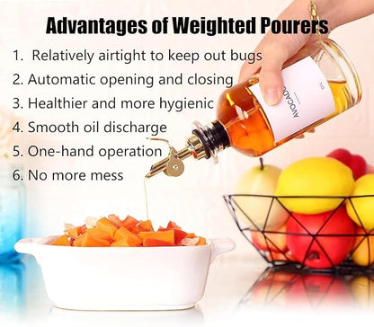 Pafusen 2 Pack Auto Flip Olive Oil Dispenser, Liquor Pour Spout, Oil Dispenser for Kitchen, Easily Turn Your Bottles into Dispensers for Liquor, Coffee Syrup or Oils, Weighted Pourer, Rose Gold