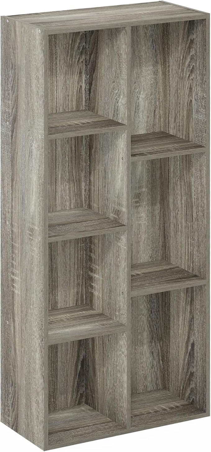 Furinno LUDER Book Shelf, 7-Cube Bookshelf, Bookcase with Open Shelves, 9.4 x 19.5 x 41.7, Easy Assembly, for Living Room, Bedroom, Home Office, French Oak - Image 6