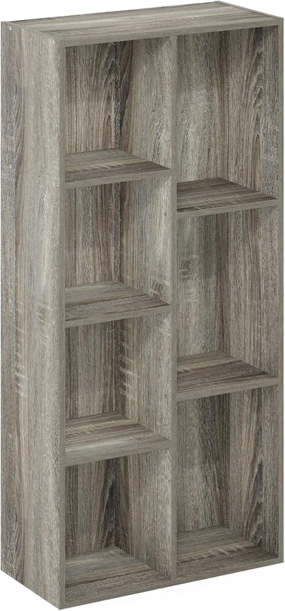 Furinno LUDER Book Shelf, 7-Cube Bookshelf, Bookcase with Open Shelves, 9.4 x 19.5 x 41.7, Easy Assembly, for Living Room, Bedroom, Home Office, French Oak - Image 6