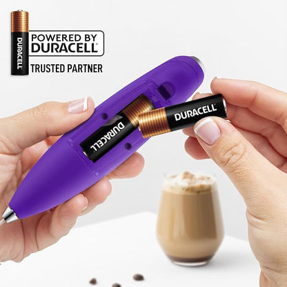 Zulay Kitchen Patented Tornado Triple Whisk Milk Frother with 4 Duracell Batteries – Handheld Foam Maker for Coffee, Lattes, Matcha & Hot Chocolate – Rich, Creamy Froth in Seconds - Purple - Image 7