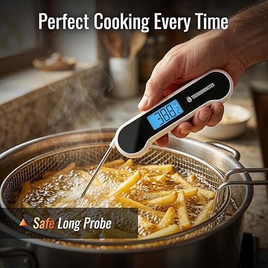 0.5 Sec Instant Read Meat Thermometer Digital with ±0.5℉ Precision, Food Thermometer for Cooking Kitchen Gadgets, Oven Grill Candy BBQ Essentials Accessories, Gifts for Him Dad Men Birthday, White - Image 6