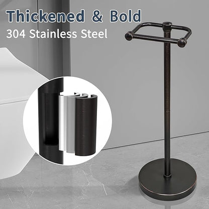 RARXTR Toilet Paper Holder Stand, Post Pivoting Design Free Standing Toilet Paper Holder, SUS304 Stainless Steel Toilet Paper Roll Holder, Heavy Stable Base (Oil Rubbed Bronze)