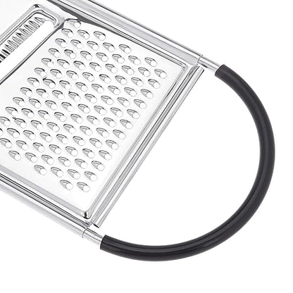 Amazon Basics Cheese Grater with Handle, Stainless Steel Zester, Easy to Clean, Dishwasher Safe, Rectangular, Non-Slip, Multifunction Tool for Kitchen Prep, Vegetables, Black