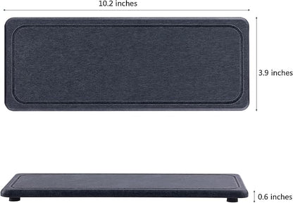 NiuYichee 2 Pcs Water Absorbing Stone Trays, Kitchen/Bathroom Sink Soap Dish, Diatomite Tray Used for Hand Soap & Cosmetic Bottles in The Modern Home, 4" W x 10.2" L, Dark Gray