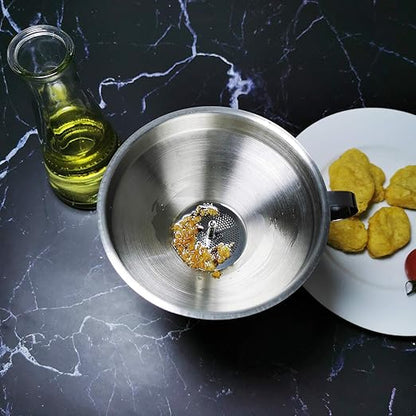 Kitchen Funnel with Strainer and 200 Fine Mesh Filter, 5 Inch Food Grade 18/8 Stainless Steel Fryer Oil Filter Funnel, Funnels for Kitchen use Filling Bottles, Cooking Oil Filter Strainer - Image 8