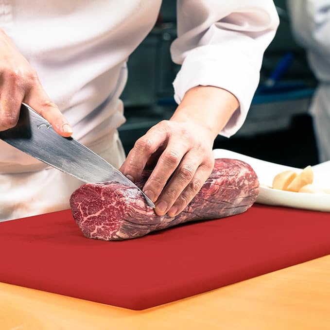 Dexas 4-Pack NSF Certified Polysafe Cutting Boards with Handle, 11 x 14.5 Inches, Reversible Kitchen Cutting Board, Assorted Colors