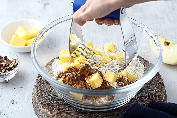 Spring Chef Medium Size Dough Blender For Baking, Dough Cutter Tool, Stainless Steel Puff Pastry Cutter Tool with Soft Grip Handle, Dishwasher Safe Pastry Blender for Easy Mixing - Sapphire - Image 8