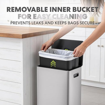 SIMPLI-Magic Infinity Edge 60L / 16 Gallon Kitchen Trash Can - Hands-Free Step Pedal, Soft-Close Lid, Stainless Steel Garbage Can with Inner Bucket - Image 6