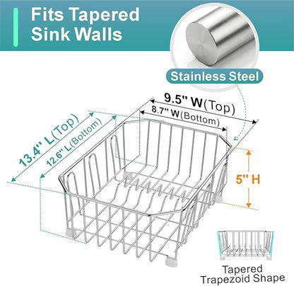 GSlife Mini in Sink Dish Drying Rack - Stainless Steel Small Dish Drainer for RV Kitchen Apartment Sink, 9.5" W x 13.4" L, White Utensil Holder - Image 3