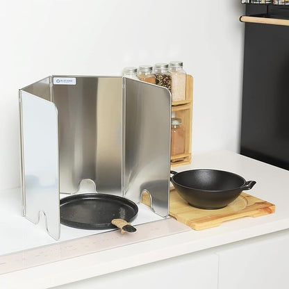 Splatter Guard for Cooking - Grease Splatter Screen - 4 Sided Splatter Guard Compact Type - Stainless Steel - Unfold 33.26 in x 14.17 in - Fold 8.26 in x 14.17 in x 0.86 in - Image 2