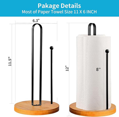Wood Paper Towel Holder Countertop, TONLEA Kitchen Paper Towel Holder FreeStanding with Non-Slip Base for Kitchen and Bathroom Organization - Image 2
