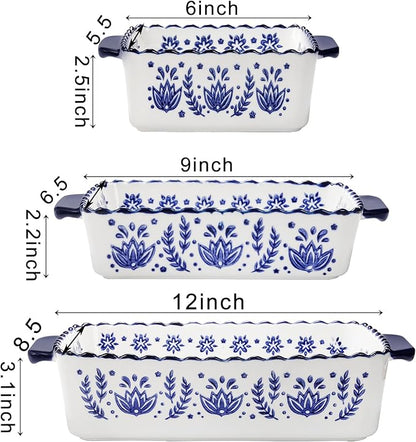 SOUJOY 3 Pack Porcelain Bakeware Set, Rectangular Baking Dishes, Lasagna Pan for Cooking, Kitchen, Casserole Dishes, Cake Dinner, Banquet and Daily Use - Image 2