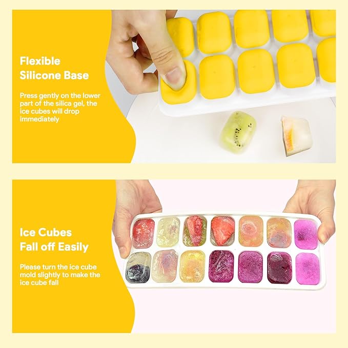 Ice Cube Trays 4 Pack, Airabc Silicone Ice Cube Trays with Removable Lid, Easy-Release Flexible 14-cube Ice Trays, LFGB Certified and BPA Free, Stackable Ice Trays with Covers for Cocktail, Freezer - Image 6