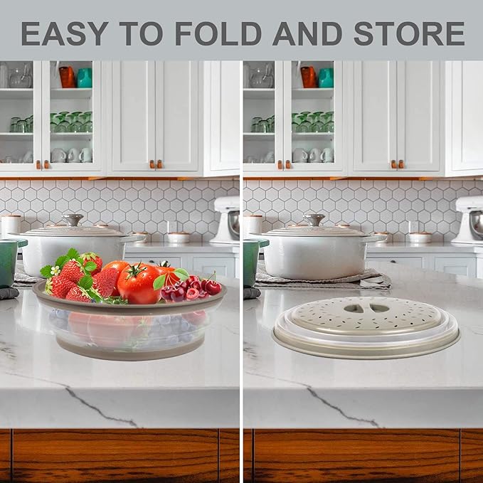2 in 1, Aidacom Microwave Splatter Cover for Food & Silicone Microwave Mat, Mat as Bowl Holder, Trivet, Pot Holders, Drying, Baking, Utensils Rest for Kitchen Counter, Dishwasher Safe, Grey - Image 5