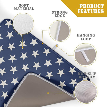 Patriotic July of 4th Blue Star Dish Drying Mat for Kitchen Counter 18x24 Memorial Independence Day Absorbent Reversible Microfiber Drying Mats Kitchen Countertop Protector Dishes Drainer Pad - Image 4