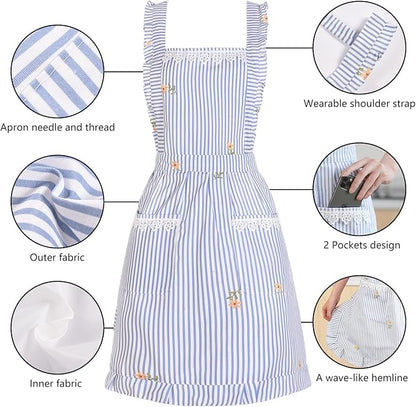 Funny Aprons for Women with Pockets, Kitchen Cooking Grilling Bbq Cute Chef Apron, Mothers Day Birthday Gifts for Women - Image 6