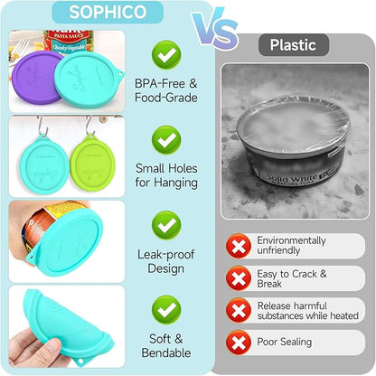 4PCs 3.4-inch Silicone Can Lids for Hunt's | Starkist | Kirkland | Progresso Can, Tight Seal Cover for Canned Good, Can Toppers, Reusable Food Saver Lid (Can NOT Included)