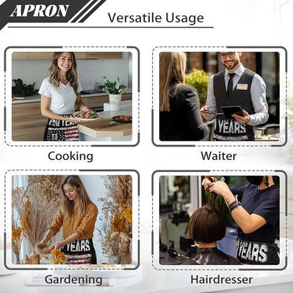 Server Apron with 3 Pockets, Waterproof Oil Waitress Waiter Half Apron for Restaurant Hotel Kitchen Cafe