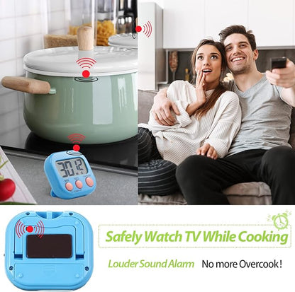 Weewooday 24 Pcs Digital Kitchen Timer Magnetic Timer Bulk On/Off Switch Minute Second Count up Countdown Loud Alarm for Exercise Cook Baking (Blue,Green) - Image 4