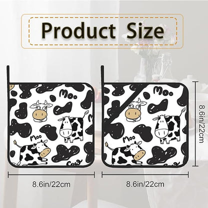Cow Skin Pot Holder Set of 2,Heat Resistant Potholders Oven Hot Pads for Kitchen Cooking Baking BBQ