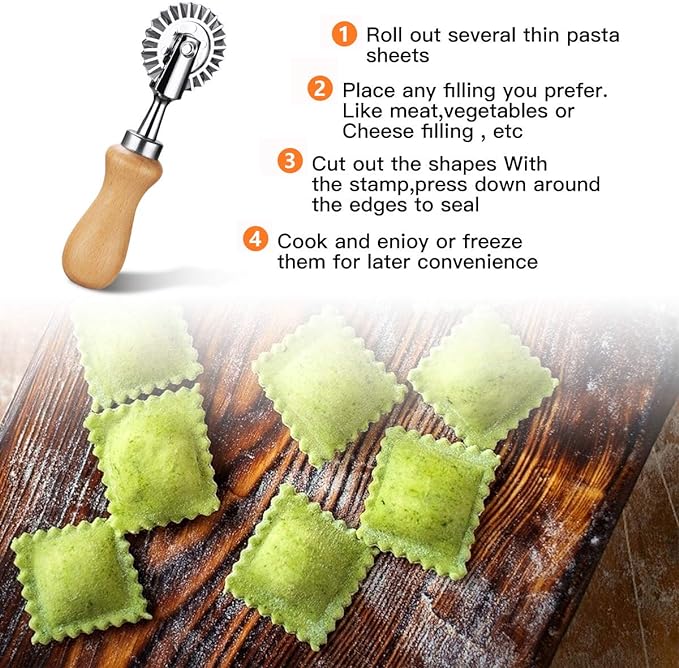 Pastry Wheel Cutter - Pasta Cutter Wheel - Ravioli Crimper Cutter Wheel for Home and Kitchen Use, 1.3inch - Image 4