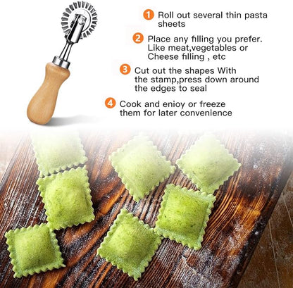 Pastry Wheel Cutter - Pasta Cutter Wheel - Ravioli Crimper Cutter Wheel for Home and Kitchen Use, 1.3inch - Image 4
