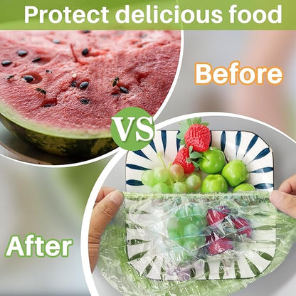 MAQIHAN 60Pcs Bowl Covers Reusable - Plastic Bowl Cover Elastic Fresh Keeping Bags Wrap Reusable Plastic Stretch Elastic Food Storage Covers Sourdough Baking Bread Proofing Rising（3 Sizes） - Image 5
