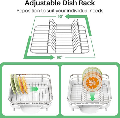 SAYZH Dish Drying Rack - Expandable Dish Rack for Kitchen Counter, Rust-Resistant Dish Drainer with Utensil Holder and Raised Guardrail, Kitchen Organizer for Cup and Bottle (White) - Image 7