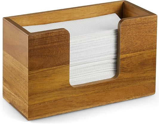 Paper Towel Dispenser Countertop, Acacia Wood Folded Paper Hand Towel Holder for Guest Bathroom, Commercial Tabletop Tissue Dispenser Tray for Multifold C-Fold, Z-Fold, Trifold, 10.31x3.94x6.3 Inches