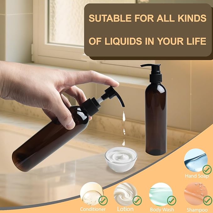 Body Oil Container,Body Oil Dispenser with Lotion Pump,Leak-Proof and BPA-Free Plastic,2PCS