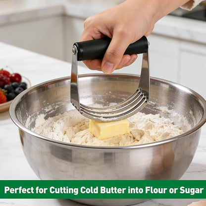 Ninsula Pastry Cutter Set, Stainless Steel Professional Pastry Blender with Biscuit Cutter, Heavy Duty Dough Blender with Soft Grip for Easy Mixing(Black) - Image 5